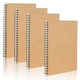 OFFCUP Trådbunden anteckningsbok i 4-pack, 120 sidor/60 ark, linjerade ark, lätt att bära med sig, perfekt för affärer, kontor, skola och resor (kraftpapper)