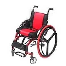 PMMCON Allhjulsstol i aluminiumlegering vikbar fyrhjulsvagn med bromsar och pedaler rörlighetsskoter för äldre och funktionshindrade människor
