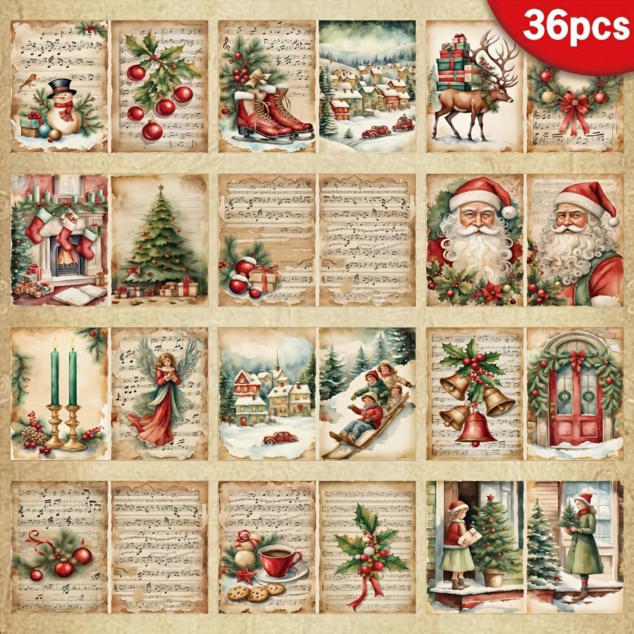 36 Sheets A5 Merry Christmas Bird Paper, Santa Scene Scrapbooking Paper, Holiday Handmade Greeting Cards, Perfect For Packaging, Journals, Craft Supplies, Decoration