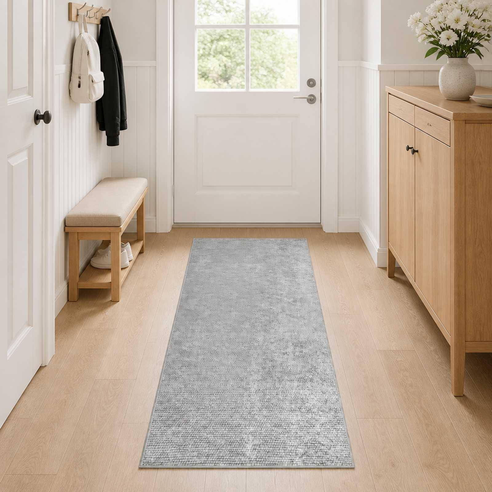 Gulvtæppe grå 50 x 100 cm - vaskbart