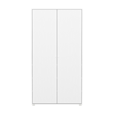 Saga Garderobe, 2 Døre, Hvide Greb, Hvid Med Riller