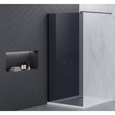 Nortiq fast brusevæg 80x190 - Mørkt glas/mat sort