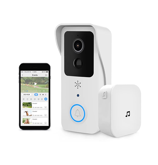 NordView™ Smart Video-dørklokke med Trådløs Ringeklokke – Hvid