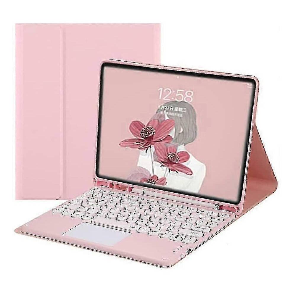 (Pink) Galaxy Tab S9+ 12.4 2023 Model Detachable Keyboard Cover with Bluetooth Round Keys