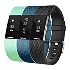 FunBand Fitbit Charge 2-armband, mjukt silikonband justerbar ersättningsrem sporttillbehör för Fitbit Charge 2 smart klocka