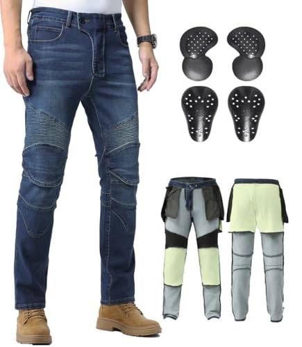 CTBQiTom Motorrad Jeans Herren, Aramid-Futter & CE Level 2 Protektoren