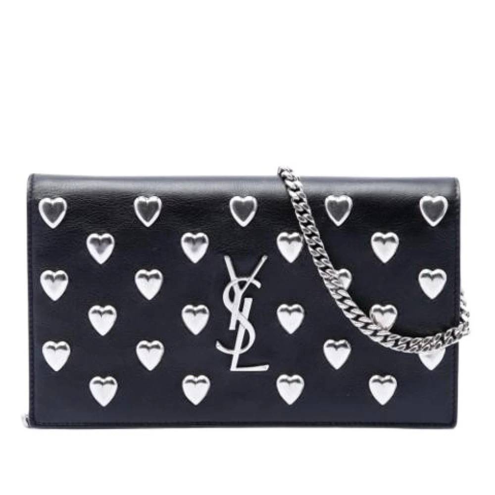 Yves Saint Laurent Vintage Pre-owned Heart Stud Crossbody Taske - Vintage - Dame - Sort - ONE SIZE - Uld