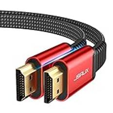 JSAUX 4K HDMI-kabel 5 meter [4K@60Hz,HDMI 2.0,18 Gbps] 4K platt HDMI 2.0 kabel höghastighet 5M HDMI nylon flätad kabel stöd 4K 3D HDR UHD 2160p 1080p Ethernet ARC PS3/4 TV PC röd