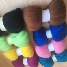 Wfpfbec ull för tovning 80g 8 färger 10g/ färg ullfiber