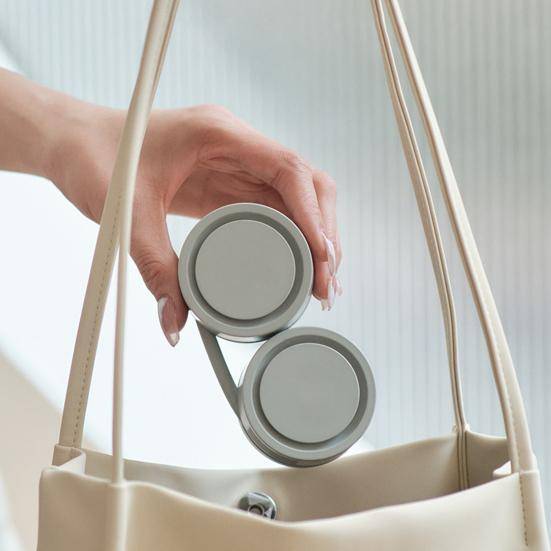 Bärbar Nackfläkt, Hopfällbar Uppladdningsbar Hängande Fläkt, Tyst Personlig Fläkt med 3 Hastigheter för Utomhusresor och Sport aprikos