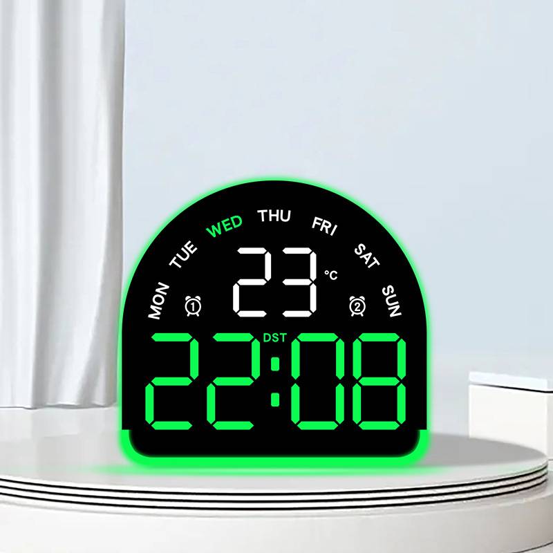 USB Powered Digital Alarm Clock with Mood Light TEMP Date Week 3-level Brightness Table Clock Auto Dimmable 12/24H LED Clock