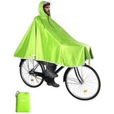 Anyoo Vattentät regnponcho för cykling, bärbar lätt regnjacka med huva, kompakt regncape, återanvändbar, unisex, för backpacking och camping utomhus, en storlek passar alla, Grön gul, one size