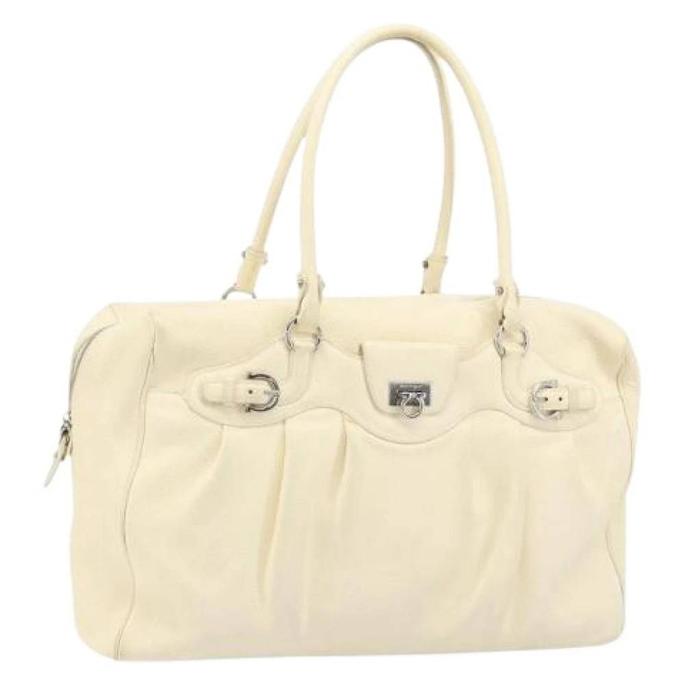 Salvatore Ferragamo Pre-owned Pre-owned Håndtaske - Vintage - Dame - Hvid - ONE SIZE - Læder