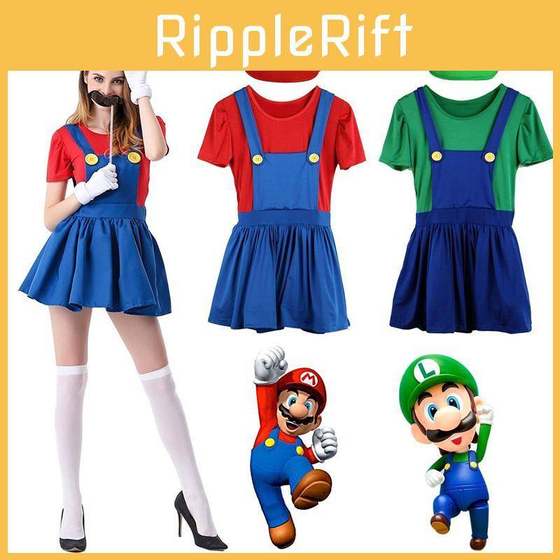 Charmig Dam Super Mario Bros Luigi Arbetare Kjol Kostym För Halloween-Fester cm green
