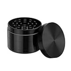 Bagare & läckra kvarn, stor 75 mm, kross, örtkvarn för torkade örter, kryddor, örter av zinklegering, set med 4 delar med fröskrapa svart
