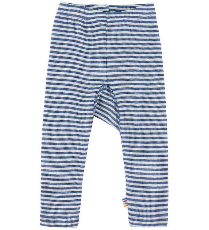 Joha Leggings - Uld/Silke - Rib - Blå/Stribet - Joha - 140 - Leggings - Uld