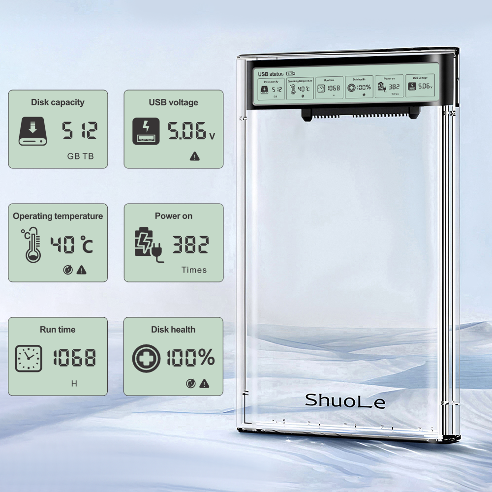 HDD Case Enclosure Box 2.5 SSD SATA To USB 3.2 With 5Gbps Adapter External Housing Hard Drive Box Transparent