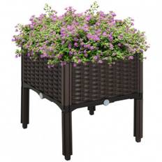 Blomlåda med Ben 40 x 40 x 44 cm Växtlåda i Rottinglook - Mörkbrun