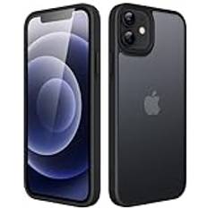 JETech Matte Skal för iPhone 12 Mini 5,4 Tum, Stötsäkert Fallskydd Militärklass Case, Matt Fodral Genomlysande Tillbaka, Anti-Fingeravtryck (Svart)