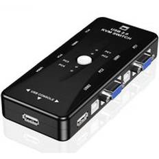 Kvm 4 portar delar skrivare skärm monitor vga usb mus tangentbord splitter switcher manuell switch - Kvm-switch 1 kabel
