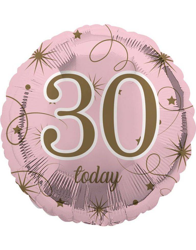 30 års fejring - Rosa folieballon 45 cm