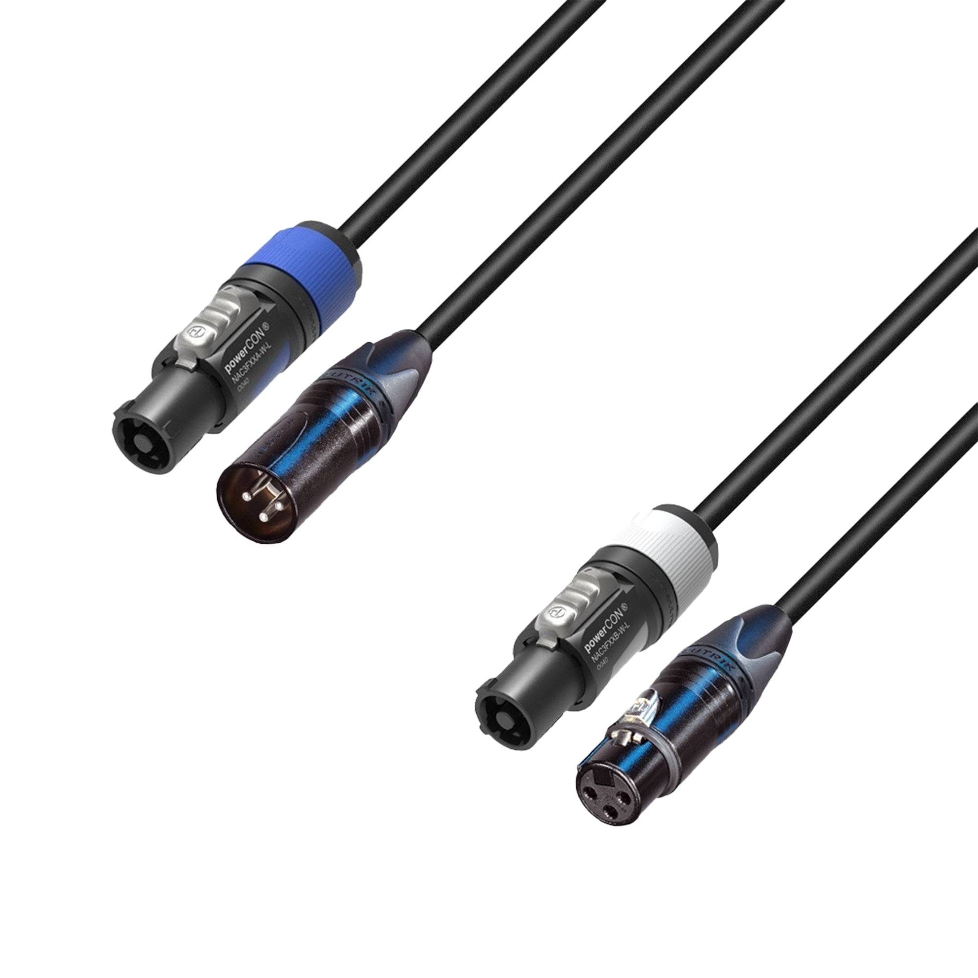 Adam Hall Cables 5 STAR H PCON A 1000 - Hybridkabel | audio Neutrik® XLR x powerCON® | 10 m