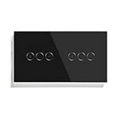 Touch Dimmer Switch 1 Gang 1 Way Led Dimmer 220 V Väggbelysning Ljusströmbrytare Crystal Glass Panel Blue Backlight Memory Function (dubbel dimmer svart)