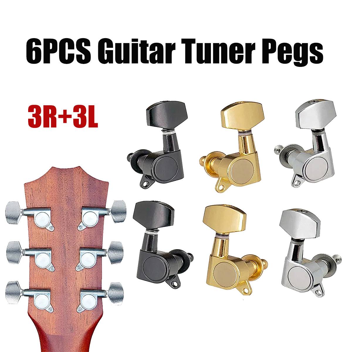 6 Pieces Guitar Tuner Pegs, Tuning Pegs Keys Machine Heads Set, Electric Guitar Tuning Keys, Locking Tuners for Guitar