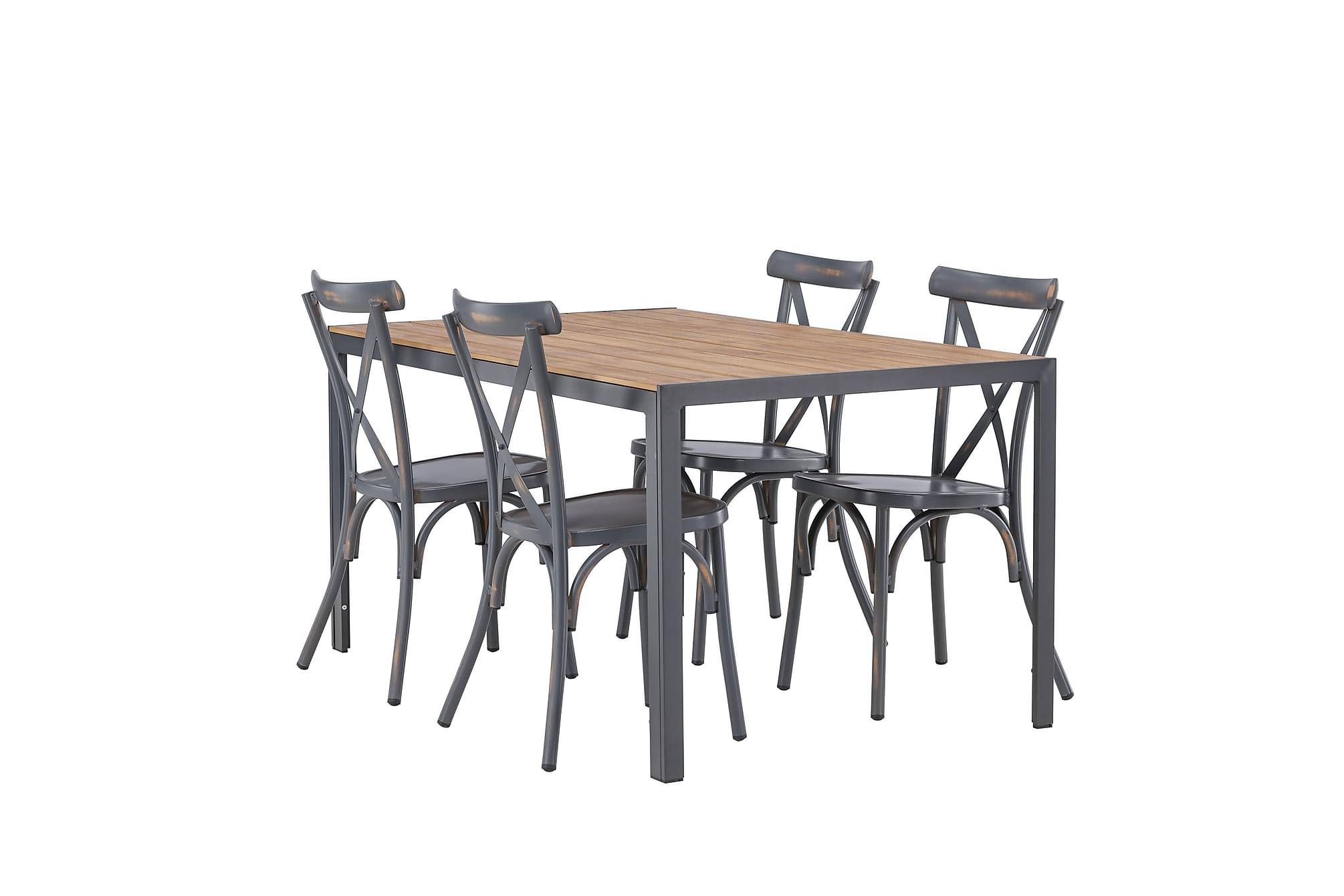Venture Home Break Matgrupp Utomhus 150 cm + 4 st Tablas Matstolar - Brun/Mörkgrå Matgrupper utomhus