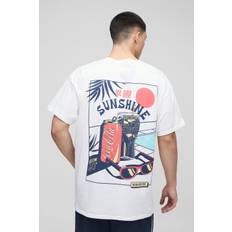 Mens White Oversized Coca Cola License Printed T-Shirt