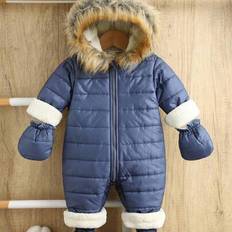 5 st/set nyfödd baby unisex fleece huvad sparkare med handskar och strumpor, varm vinter snöoverall, lämplig för inomhus, utomhus, dagligen, sport, le - Multifärgad (6-9M,9-12M,12-18M,18-24M,2-3Y,0-1M,1-3M,3-6M)