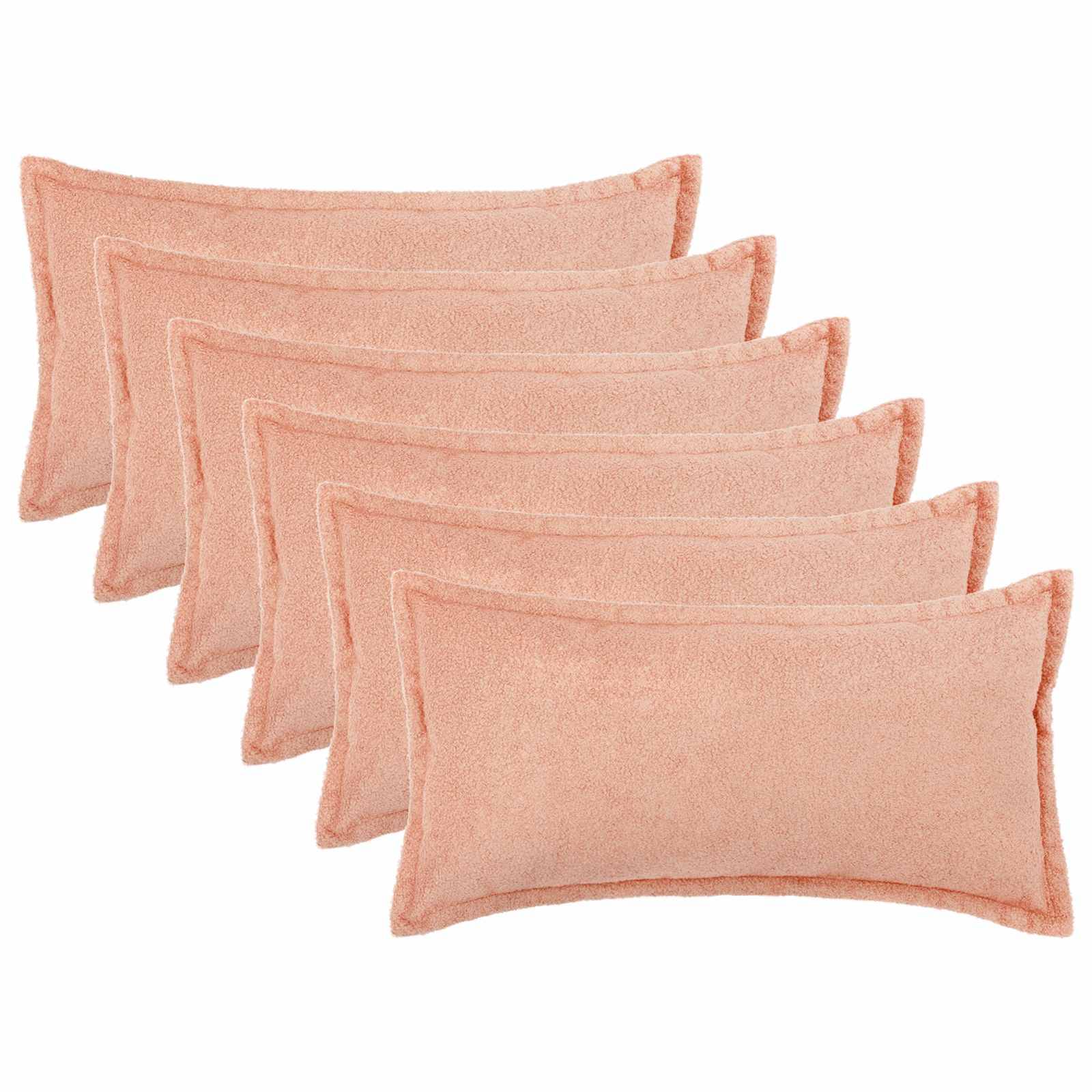vidaXL Kuddöverdrag 6 st HOUTEN Rosa 40 x 80 cm Bouclé