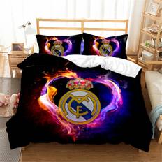 Australiskt 140*210 Flame Real Madrid 3D digitaltryck sängkläder tre-delars set fotbollsfan hemtextil täcke + örngott