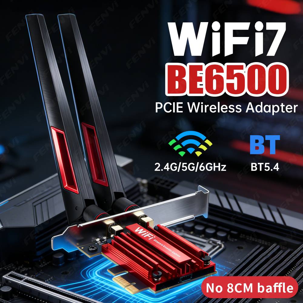 WiFi 7 BE6500 MT7925 PCI-E Adapter BT5.4 6500Mbps Tri Band 2.4G/5Ghz/6Ghz 802.11BE Wireless Network Adapter For AMD PC Win 10/11