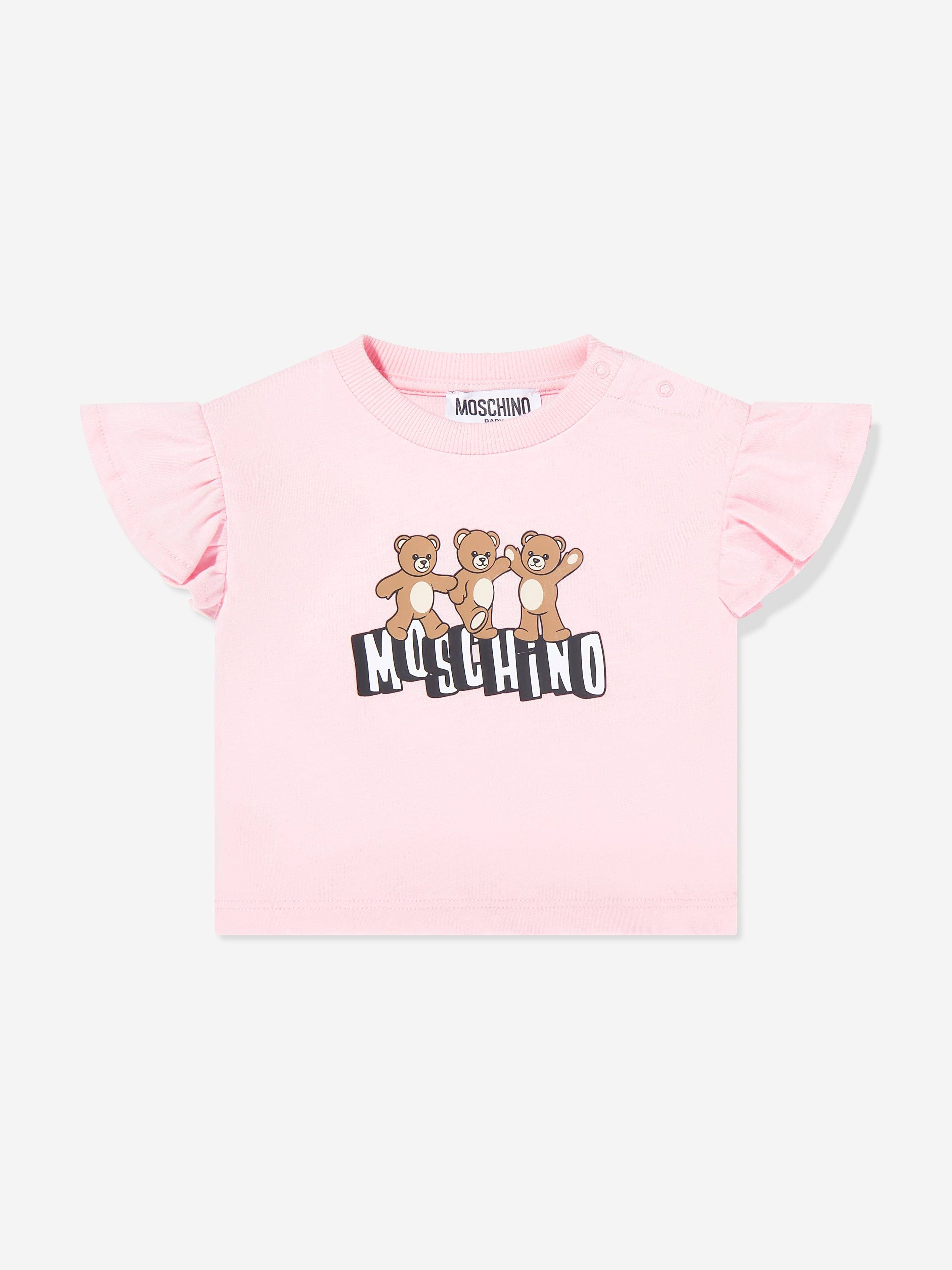 Moschino Baby Girls Teddy Bear Logo T-Shirt in Pink - Pink / 12 - 18 Mths (12 - 18 Mths)