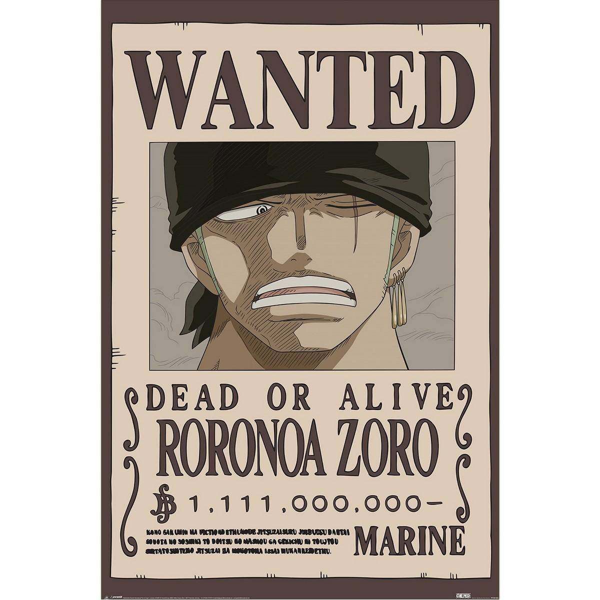 One Piece Wanted Maxi Roronoa Zoro Paper Poster 91.5cm x