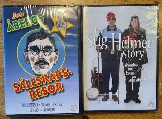 Inplastad box Lasse Åbergs Sällskapsresor & The Stig-Helmer Story DVD