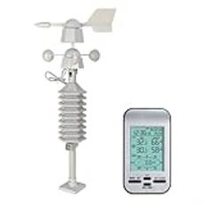 Advokingtap Väderstationer trådlös inomhus utomhus med temperatur/fuktighet/barometrisk/prognos/väckarklocka, LCD digital väderstation för hem