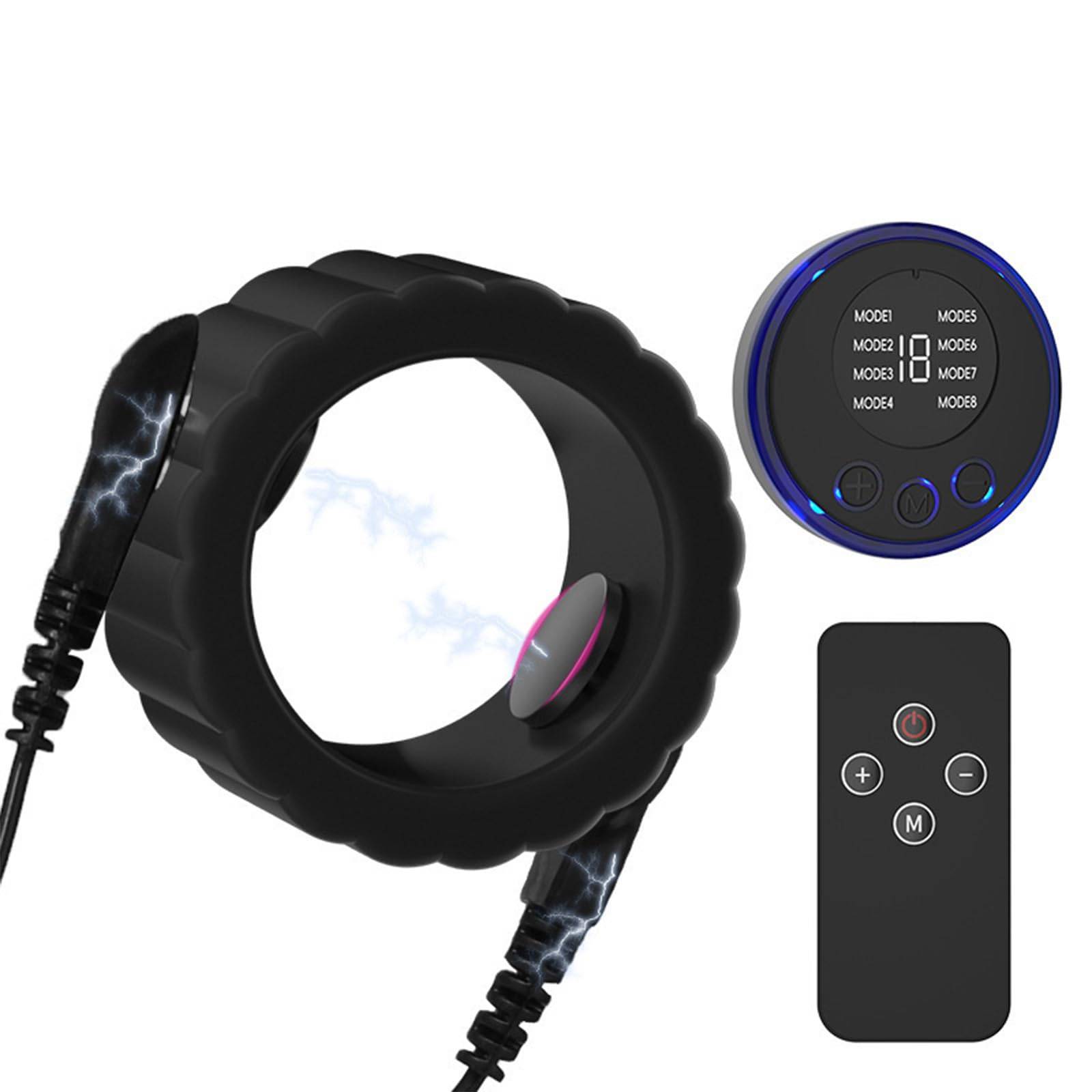 SuperLove E-Stim Silicone Cock Ring Set Black.