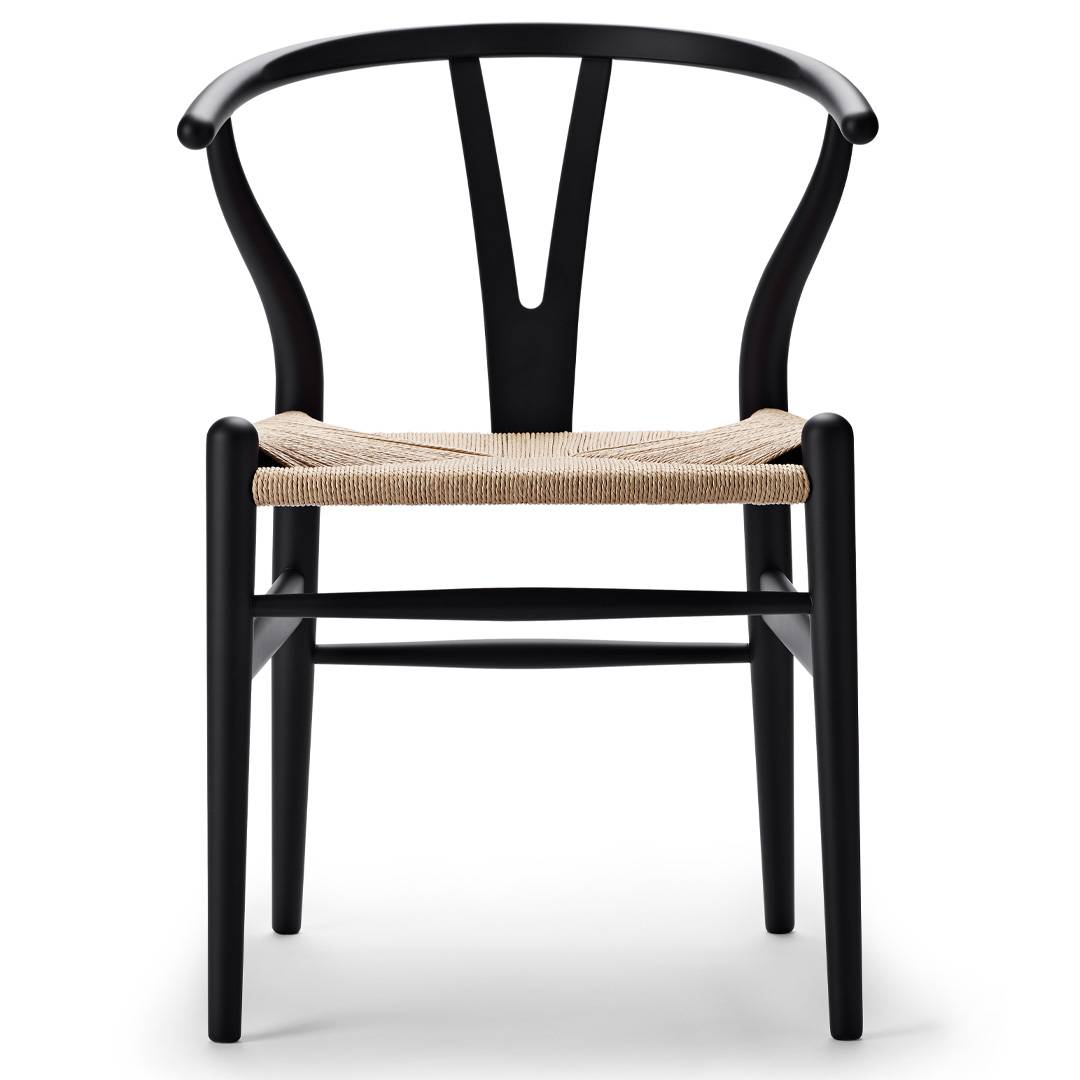 Stol CH24 - Soft Black/Natursnöre