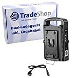 Trade-Shop V-Mount Li-Ion batteri 2-kanals laddare inkl. laddningskabel för Sony MSW-970P PXW-X500 PDW-HD1200 PDW-HD1500 PDW-F1600 PDW-HR1 BC-L70 Nikon D7100