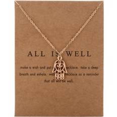 Anl&#xE4;nde smycken silver f&#xE4;rg allt &#xE4;r bra hamsa fatima hand chocker halsband h&#xE4;nge f&#xF6;r kvinnor tjej - Kort guld