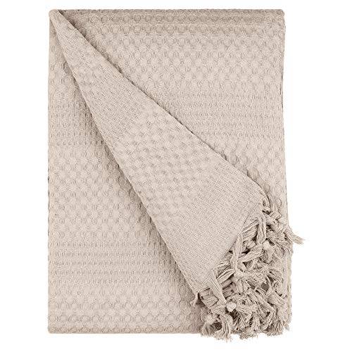 Bohoria® Överkast i våffelutseende Urban Loft extra stort 220 x 240 cm | 100 % bomull | Oeko-Tex® | Överkast för soffa, fåtölj och säng | Soffilt, ullfilt, filt (The Urban Loft) (sepia)