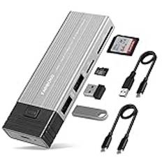 FARBOKO M.2 Nvme SSD-hölje, Nvme till USB3.2/USB3.1 Gen2 10 Gbps M.2-hölje med 2 USB 2.0-portar och SD/TF-kortläsare verktygsfritt för M.2 NVMe/SATA SSD i 2242/2260/2280