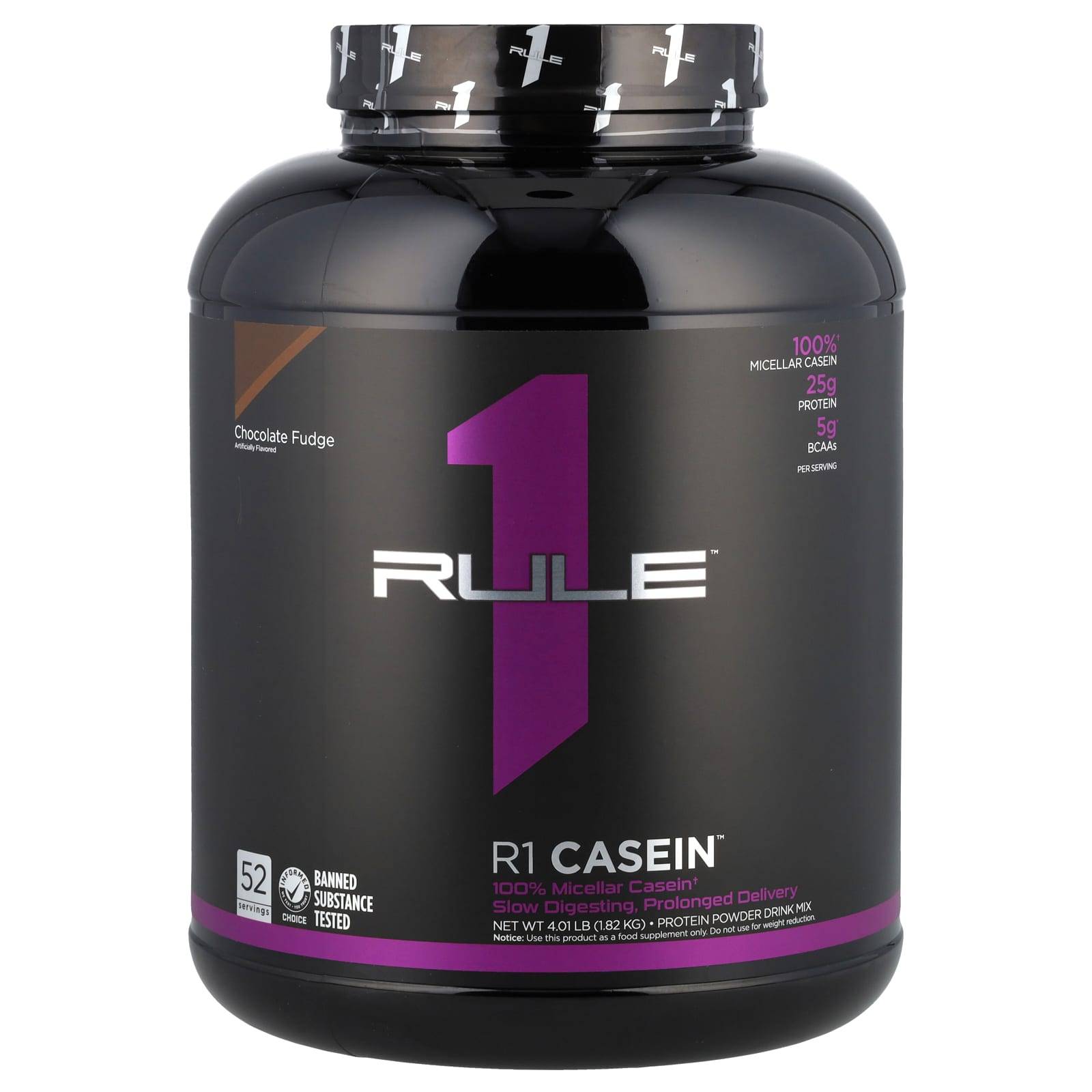 R1 Casein, Protein Powder Drink Mix, Chocolate Fudge, 1.82Kg(4.01Lb)
