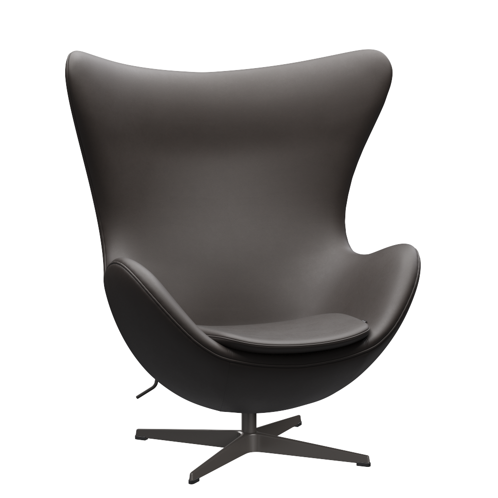 3316 Ægget loungestol, stel i warm graphite af Arne Jacobsen Essential læder - Dark Brown - Jacobsen Plus