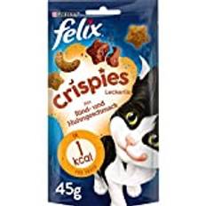 FELIX Crispies Katzensnack, Knusper-Leckerlie mit Rind- und Huhngeschmack 8er Pack (8 x 45g)