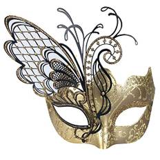 Ubauta Maskeradmasker för kvinnor, olika fjäril-former, metallmask med strass, venetiansk mask, perfekta för maskerad, mardi gras, bröllop eller kostymfest, Guld, One Size