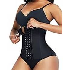 FeelinGirl Midjetränare Latexkorsett för Damer Midja Tränare med 9 Stålstruktur Träning Midja Cincher Sport Underbröstkorsett Midjeformare Magkontroll Plusstorlek med 3 Hake-Svart S