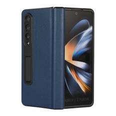 Samsung Galaxy Z Fold 4 Fodral i Äkta Läder - Blå
